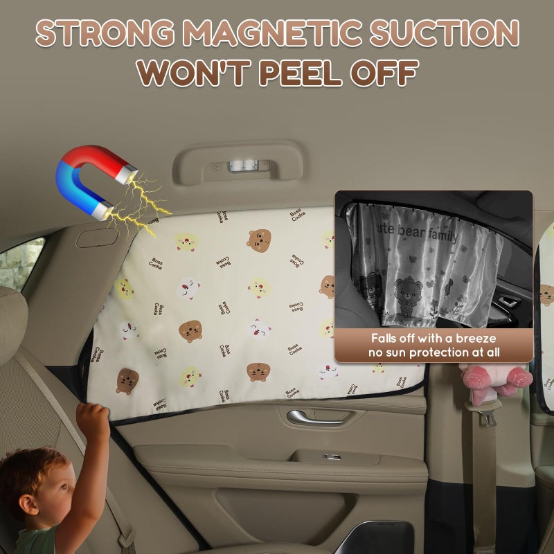 Aokway Magnetic Car Window Shades, 2Pcs Double-Layer UV Protection Car Curtains for Rear Side Window Sun Shade, Universal Fit for Baby, Driver (Black, Rear 2pcs) - Image 4